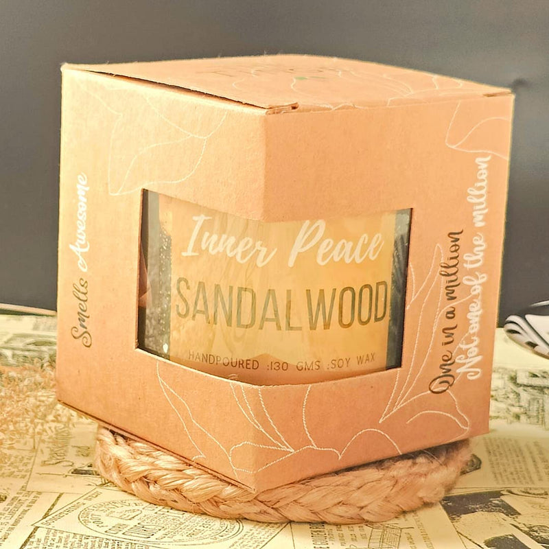 THE TINGE Sandalwood Scented Hand Poured Smokeless Pure Soy Wax Candle I Upto 30 Hours I for Birthday Anniversary Gift I Birthday Gift Fragrance Candle