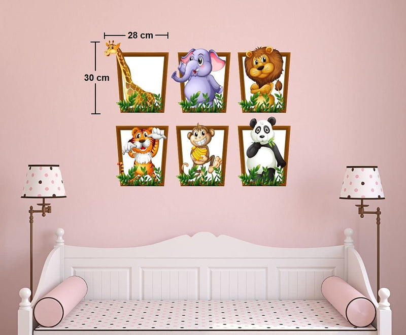 Asmi Collections Self Adhesive Animals Wall Stickers