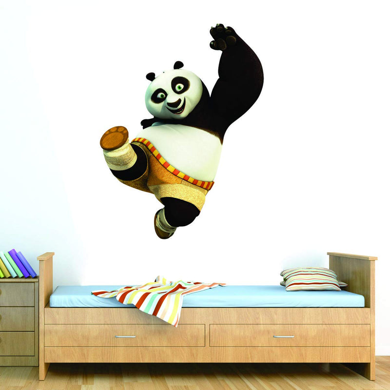 Decor Villa PVC Vinyl Cute KumFu Panda Cartoon Wall Stickers for Kids Room Bedroom Living Room, Size: 44 CM X 44 CM, Multicolour