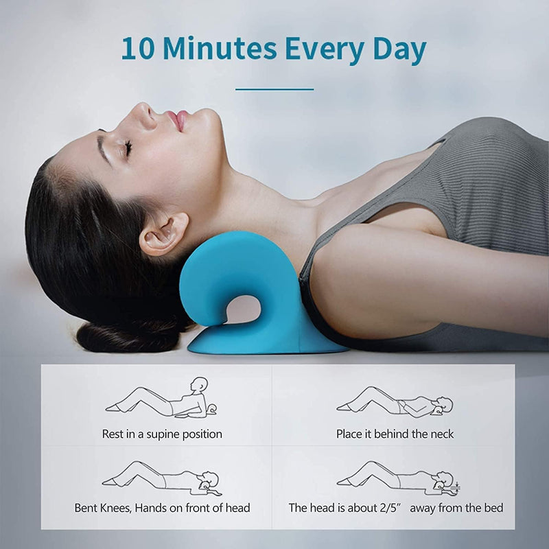 Murthirupi Neck Relaxer for Neck Pain Relief, Neck & Shoulder Relaxer Cervical Neck Traction Device Pillow for Pain Relief, Muscle Relax, Cervical Spine Alignment Acupressure Chiropractic (Sky Blue)