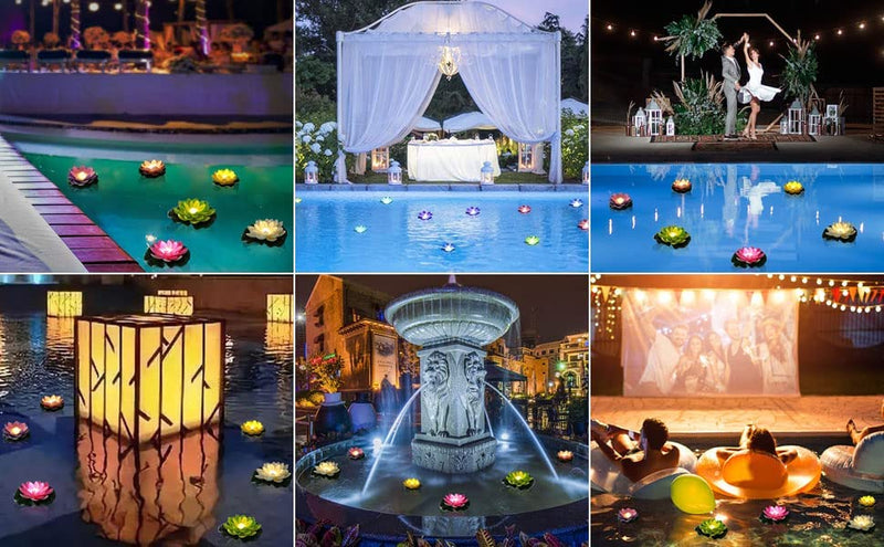 Klip2Deal Diwali Multi-Color Waterproof LED Floating Candles for Bath, Wedding, and Festival - Romantic Night Lighting with Lotus Shape | Smokeless Flameless Diya LED Candles (Plastic, Set of 3)