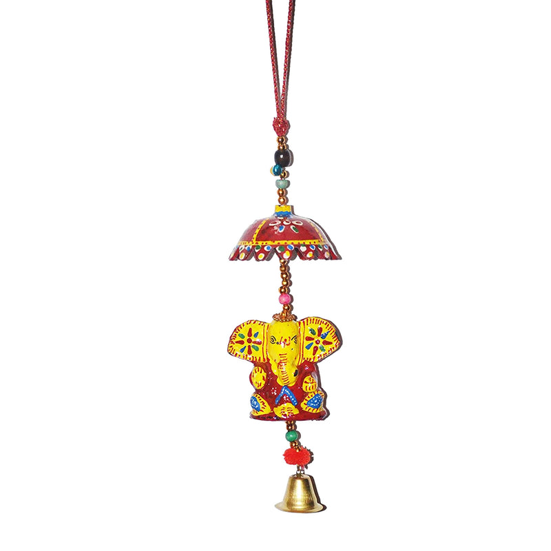 Suvasane Rajasthani Handcrafted Decorative Lord Ganesha Wall/Door/Window Hanging Bell (41X8X7 CM)