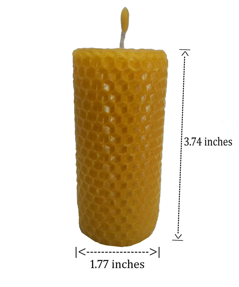 Beeswax Pillar Candles- Big Size || 3.74 inches x 1.77 inches 16 Hours%100 Pure Bees Wax Candles. (Pack of 4)