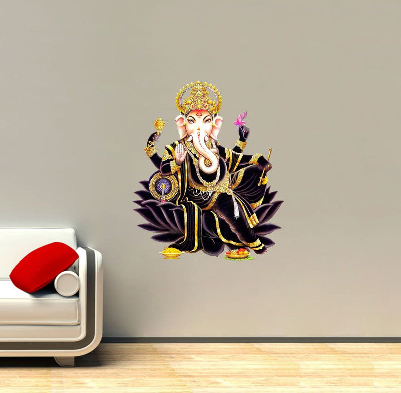 Decor Kraft Black Ganesha ji Wall Sticker & Decal,Size- 58 Cm X 48 Cm,Religious