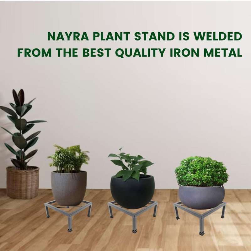 NAYRA Metal Planters Square Shape Thick and Strong Leg |Black Stand Stylish Gamla Planters Perfect Stand For Planter indoor and Outdoor (24 CM Stand) Set of 1