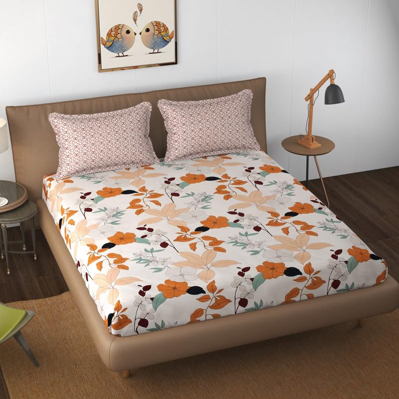 Florida Heaven Bedsheet for King Size Bed with Pillow Cover and Made of Microfiber with Floral Print