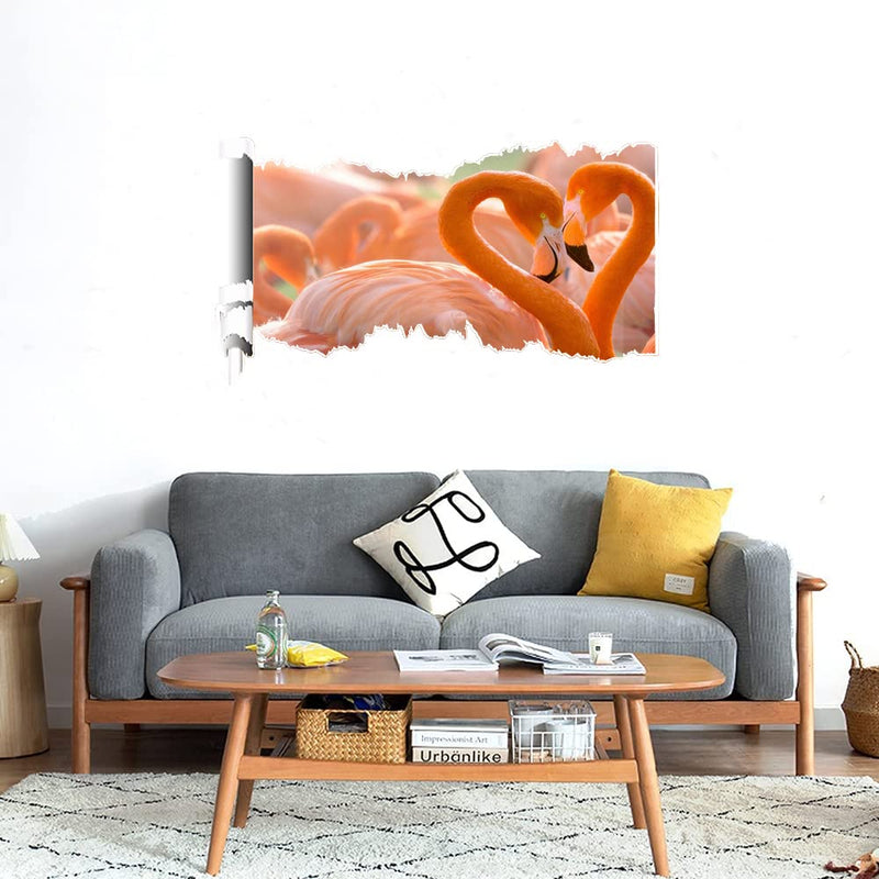 GADGETS WRAP Printed Wall Decal Sticker Scratched Paper Style Wall Decal (90cm x 50cm) - Flamingos