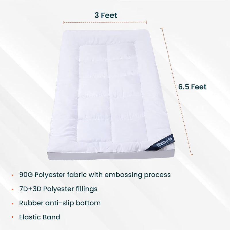 Kuber IndustriesMattress Topper/Padding|Mattress for Comfortable Sleep 3 x 6.5 Feet|Pack of 2|WHITE