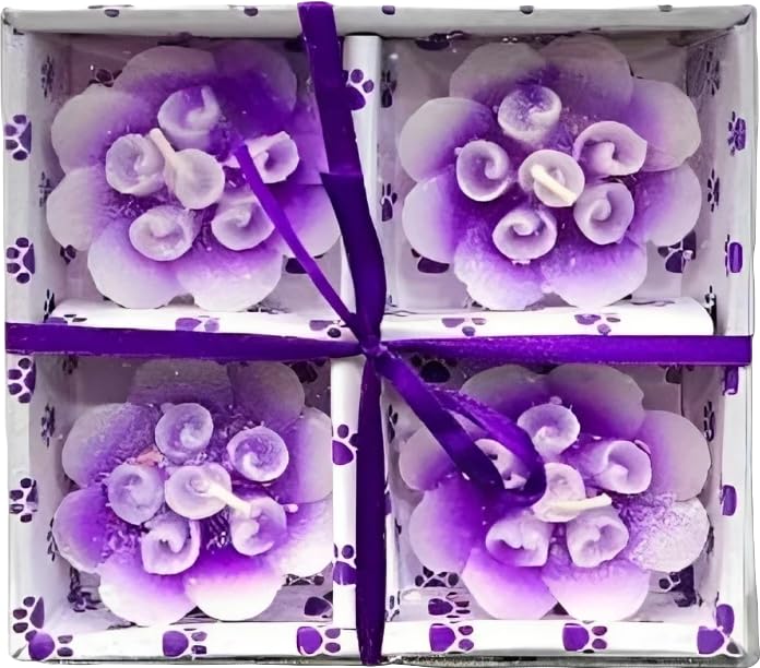 The Decor Affair Radiate Love and Light with These Unique Rose Candle Blossoms - Set of 4 Stunning Multicolour Floating Candles (Purple)