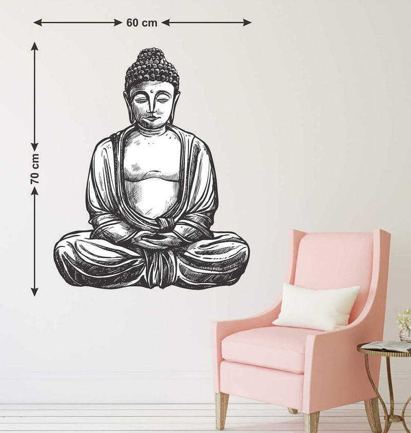 Tuffuk Budha Large Vinyl Wallstickers for Home Decorations(60 cm x 70 cm)5TZ263