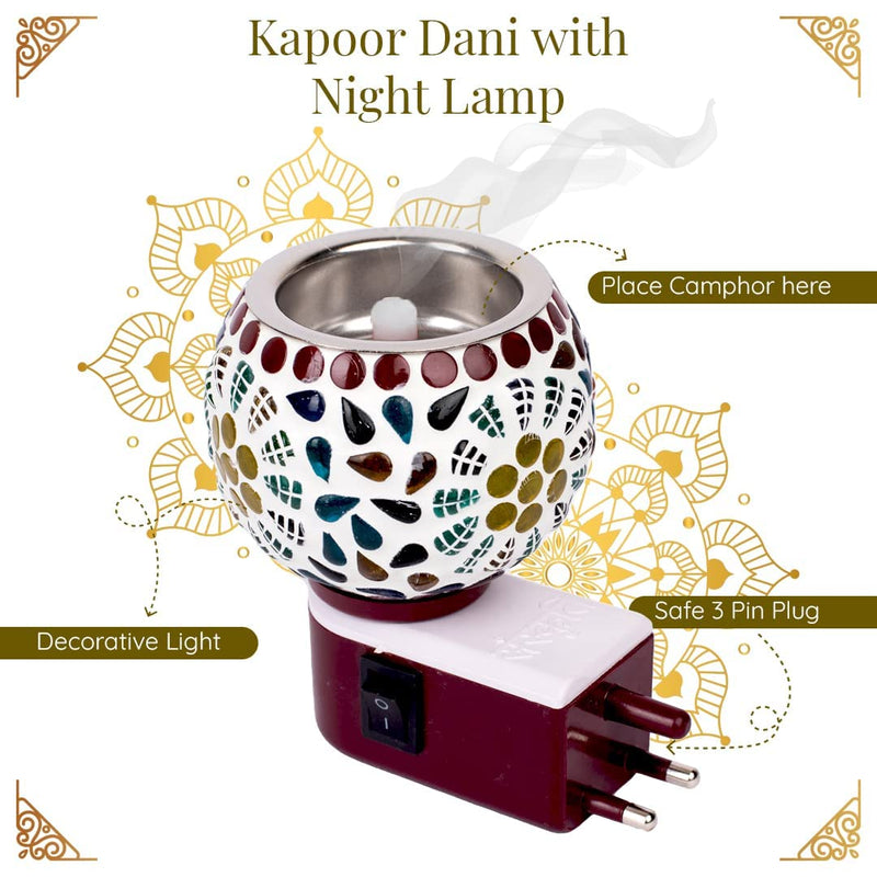 Ceramic Aroma Diffuser | Kapoor Dani Cum Night Lamp Multi Functional Essential Oil Camphor Burner for Fragrance with Switch On/Off Button for Heating