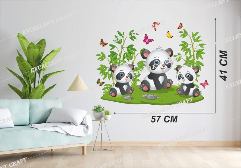 Delight Art Beautiful Pandas and Butterfly Design Wall Sticker Size - (57 * 41) cm