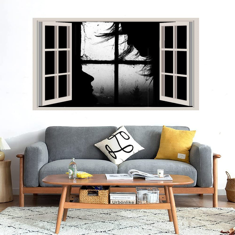 GADGETS WRAP Printed Wall Decal Sticker Fake Window Style Decal (90cm x 50cm) - Love Abstract Black