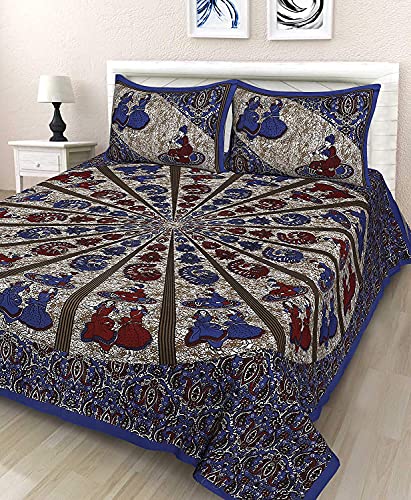 NOLOFY CREATION 100% Cotton Premium 144 TC Supreme Attractive Quality Jaipuri Rajasthani Printed Traditional Queen Size Double Bed bedsheet Combo Pack