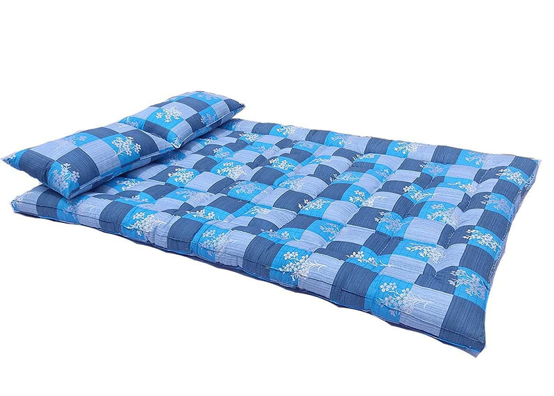 VG Mattress -Organic Ilavam Panju Kapok Silk Cotton Double Cot Floor Mattress (Size: 6 x 4 ft /72 x 48 x 3 Inch) with 2 Pillows.