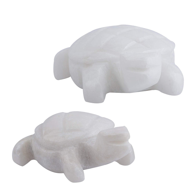 White Marble Home Decorative, Good Luck Tortoise/Turtles - White Turtle Set of 2