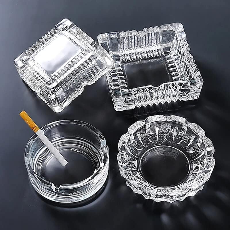 NISIXDEC Ashtray Glass Round | Tabletop Ash Tray Indoor Outdoor Home Decor Set Of (Set Of 1 | Hard Glass | Bpa Free)