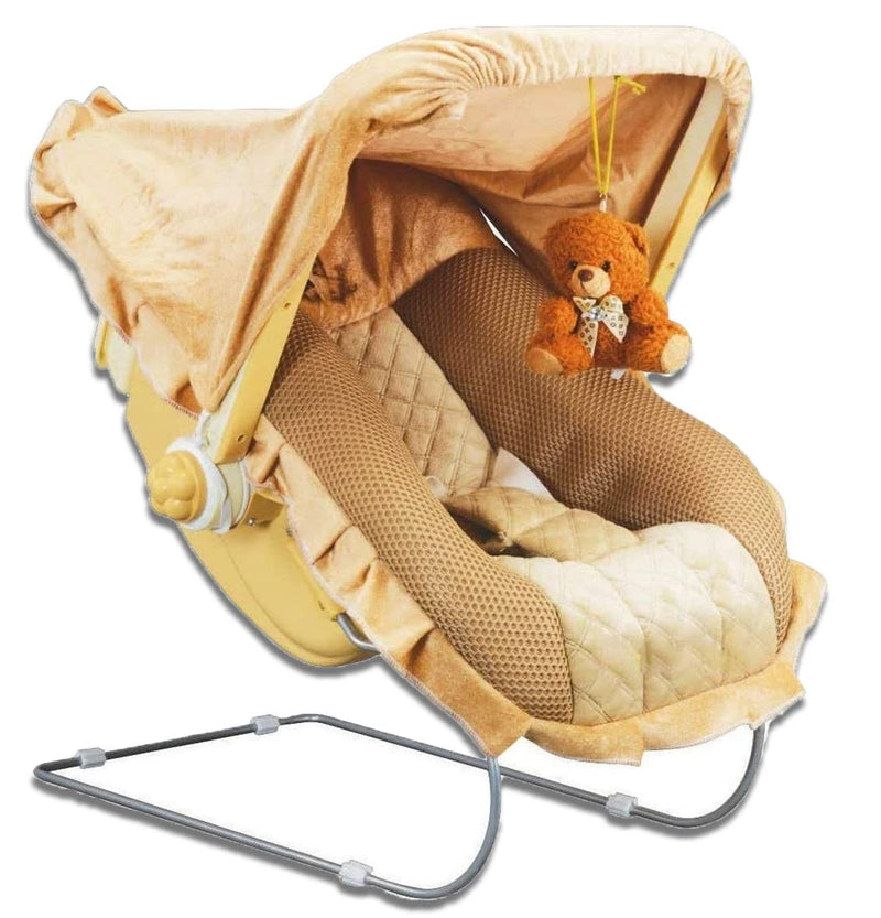 KIDBITKART adjustable Baby Bouncer Super Deluxe 12 In 1 Musical Carry Cot Bouncer (Deluxe 12 In 1), Brown, Polypropylene & Mild Steel