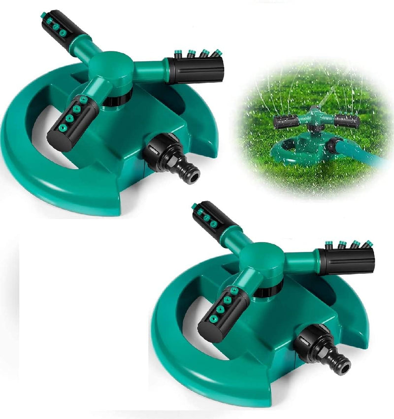 Limbjal® Automatic 360 ° Rotating Adjustable Round 3 Arm Lawn Water Sprinkler for Watering Garden Plants/Pipe Hose Irrigation Yard Water Sprayer Adjustable Water Sprinkler (Pack 2)