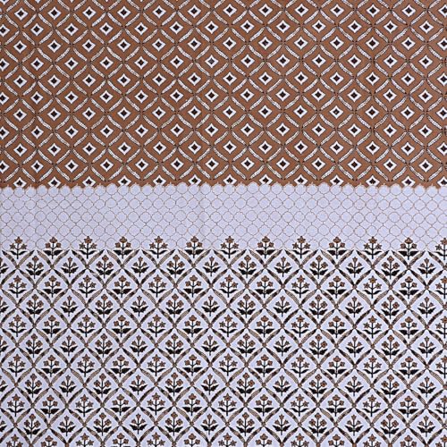 VAANI Cotton Bedsheet for Double Bed with Two King Size Pillow Covers Soft/Breathable Wrinkel Free - 108x108 Inches - (Multicolour, Brown)