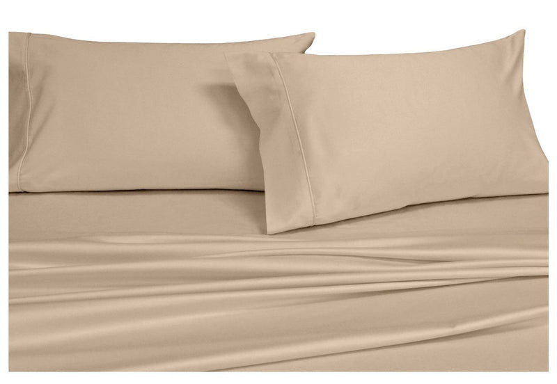 Split-King, Tan : Split-King: Adjustable King Bed Sheets 5PC Solid Tan 100% Cotton 600-Thread-Count, Deep Pocket