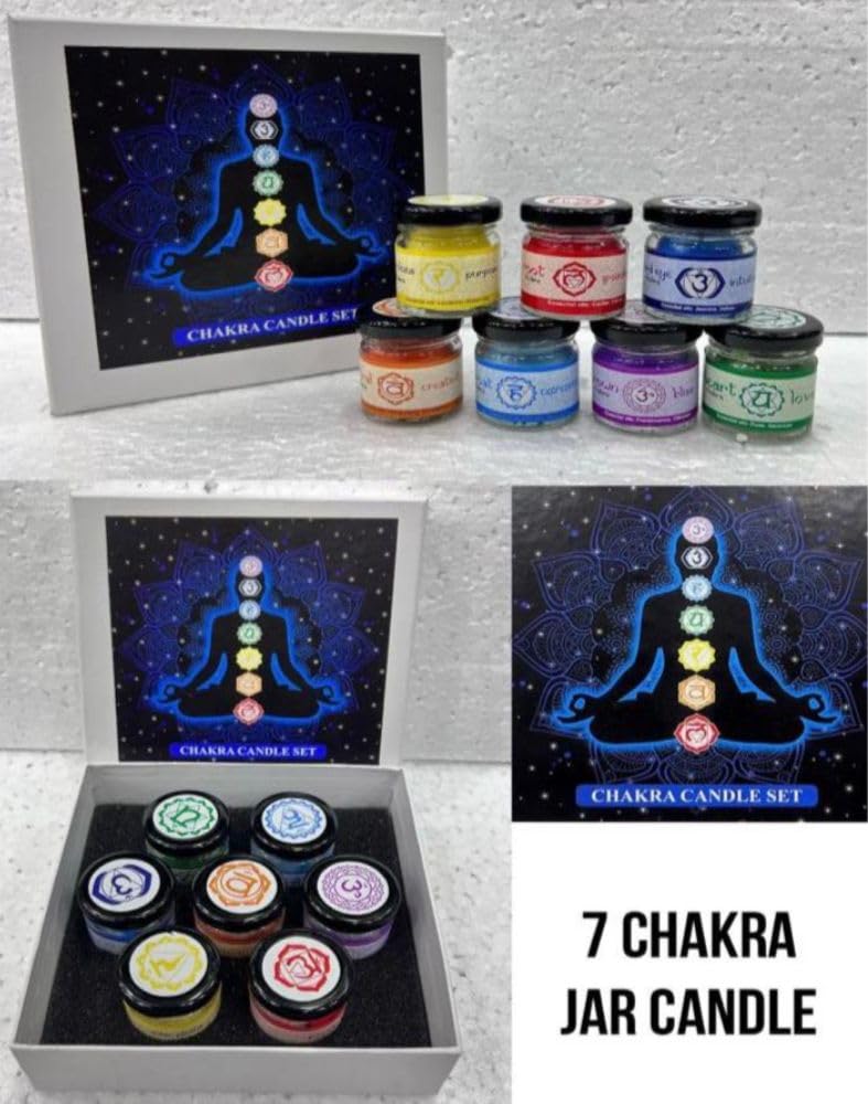 7 Chakra Candle Set | Candles for Aromatherapy, Meditation, Spa | Candles for Giftting and Decoration | Reiki Candle | Spiritual Candle | jar Candles