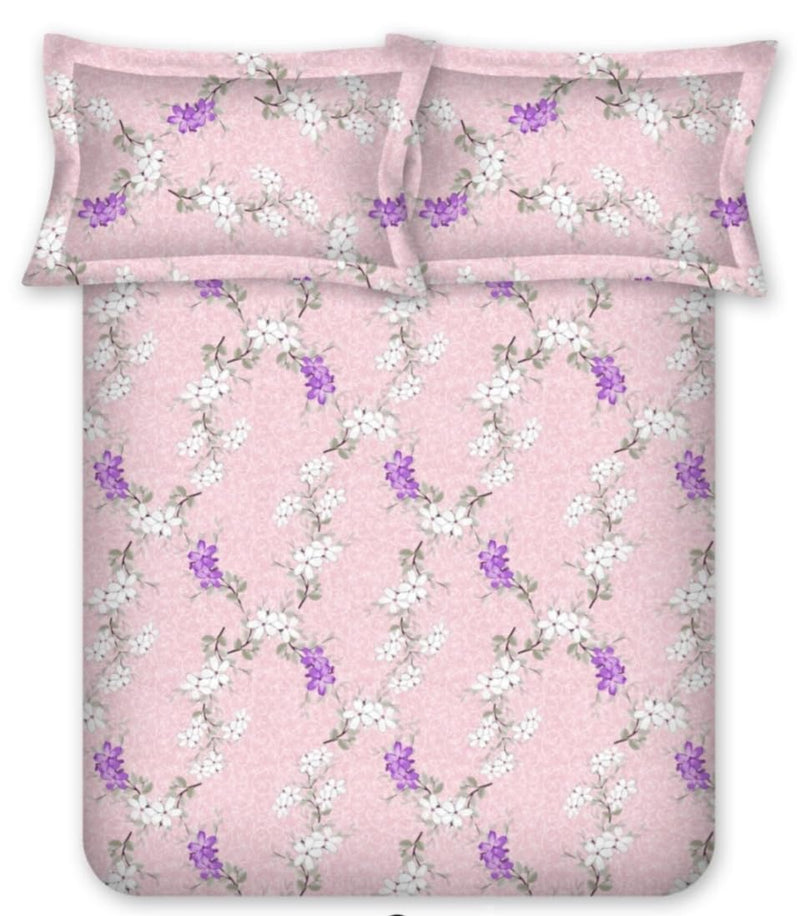 Bombay Dyeing King Size Bedsheet,144 Thread Count, Size: 274cm x 274cm,100% Cotton, with 2 Pillow Covers, 7497 (King, Pink)