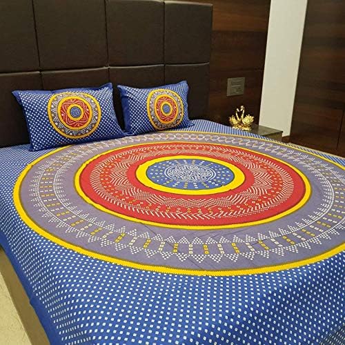 UBANIA Collection-We Believe in customers Satisfaction® 100% Cotton Jaipuri Traditional King Size Double Bed Bedsheet with 2 Pillow Covers