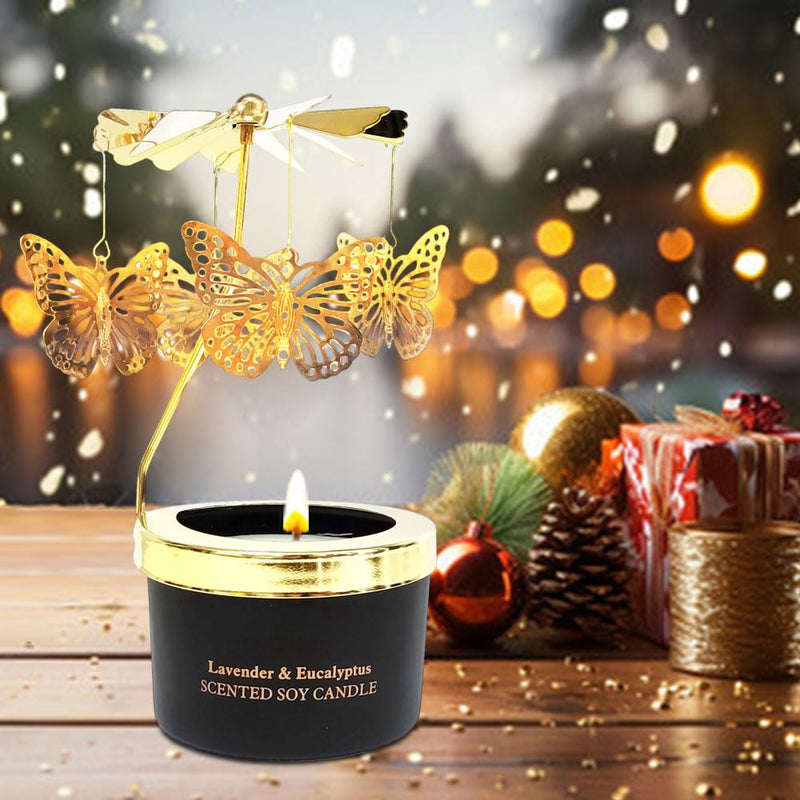 Butterfly Gifts for Women-Unique Birthday, Mother's Day, Friendship Gifts for Mom, Sister and Friends,Rotatable Scented Candles Gifts for Women Who Have Everything,3.5oz.