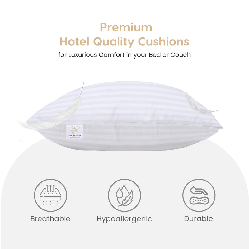 MY ARMOR Hotel Quality Premium Fibre Soft Filler Cushion Set of 5 (16X16 Inches), Stripe Pattern