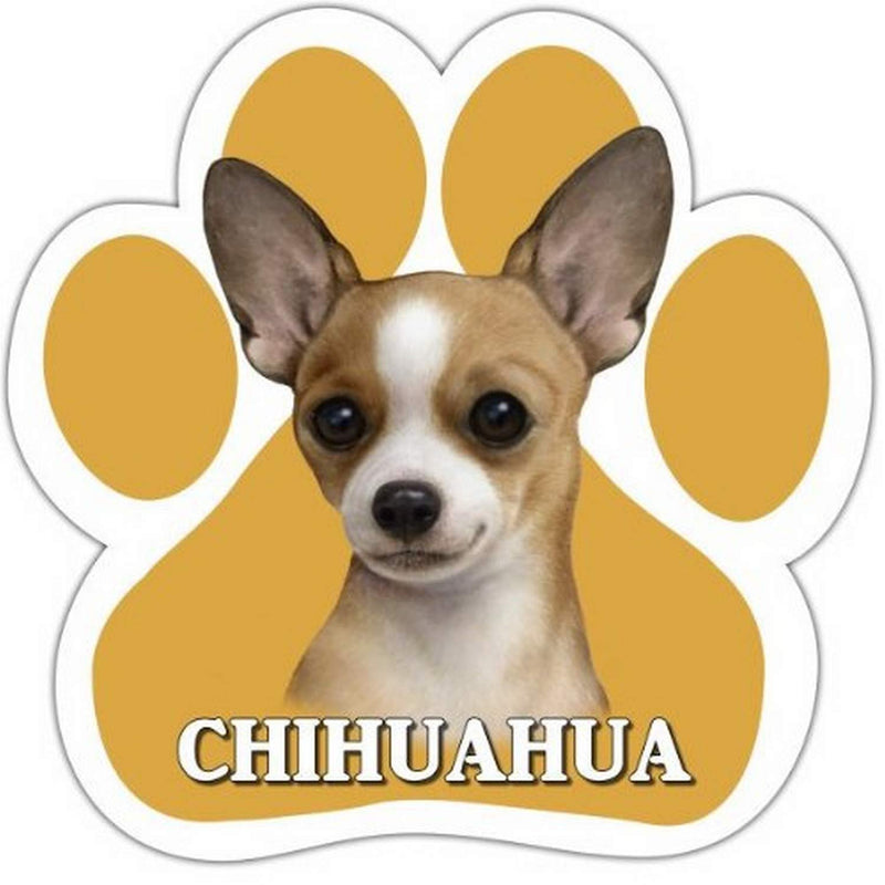 Chihuahua, Tan Car Magnet with Unique Paw Shaped Design Measures 5.2 by 5.2 Inches Covered in UV Gloss for Weather Protection