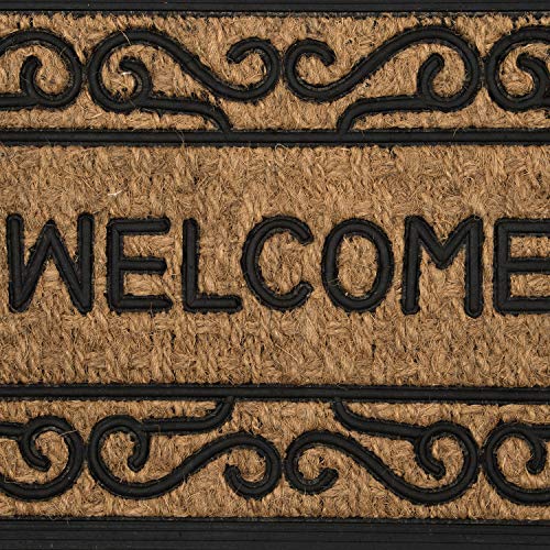 SWHF Rubber-Backed Natural Coir Doormat, Entry Mat for Indoor or Outdoor Use (Welcome)