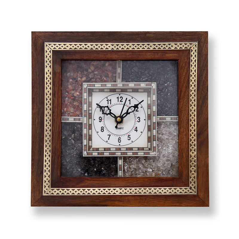 Jaipurcraft Fine Handcrafted Sheesham Wood Desktop and Wall Hanging Analog Clock, for Home Decoration