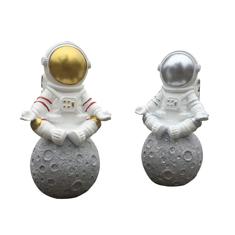 Artgenius Modern Arts and Crafts Decor, Meditation Yoga Astronaut Statues（Sit） (Sliver)