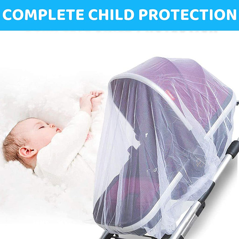 SNOWIE SOFT® Mosquito Net for Baby Carriage Stroller Pram, Carriers, Car Seats, Cradles, Mosquito Net for Pram for Baby/Kids 0 to 3 Year (White)