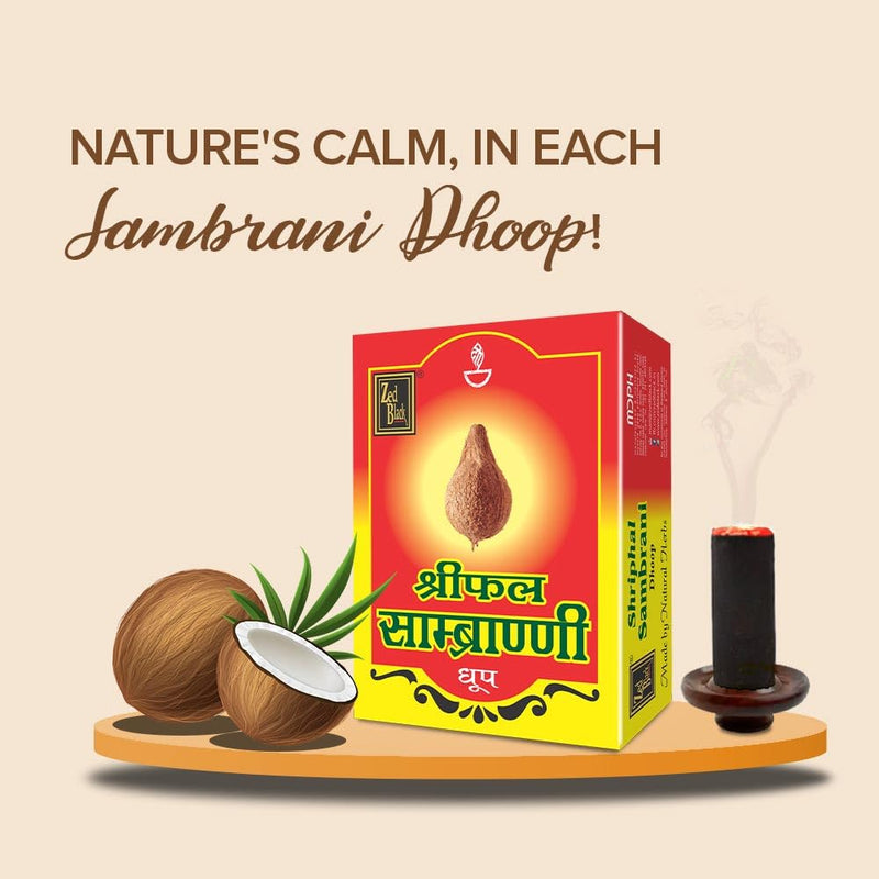 Zed Black Shriphal Sambrani Dhoop Incense Cones with Stand Natural Herbs Consists 12 Packs Inside