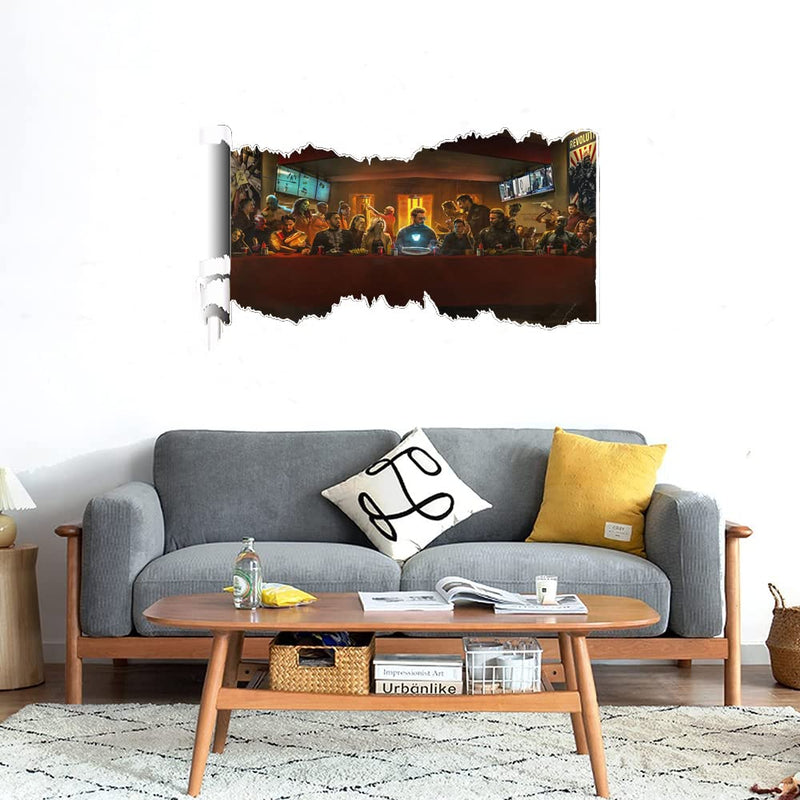 GADGETS WRAP Printed Wall Decal Sticker Scratched Paper Style Wall Decal (90cm x 50cm) - Avengers End Game Dinner