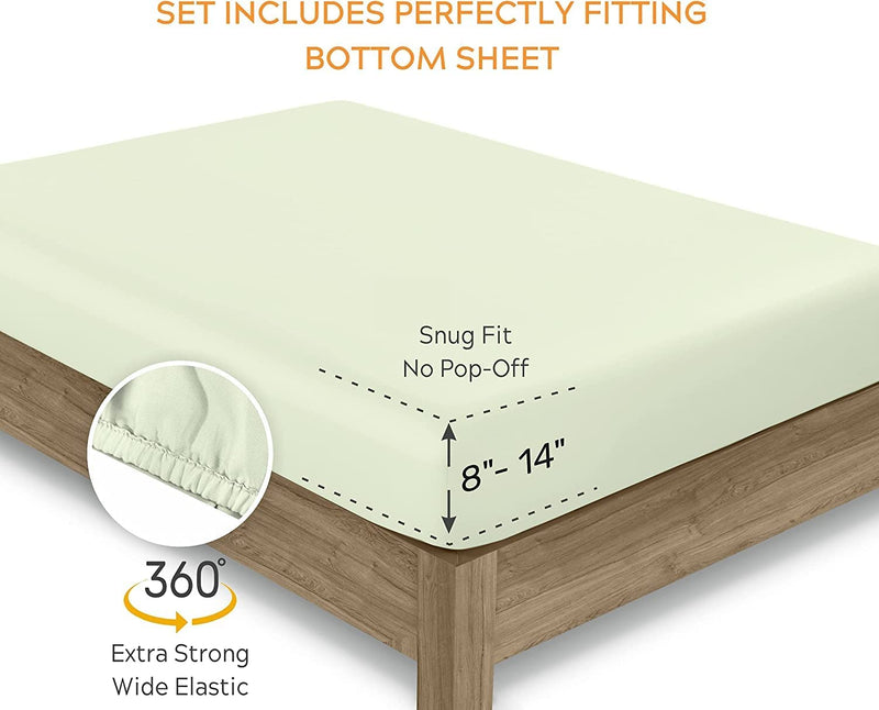 100% Organic Cotton Bed Sheets - Crisp and Cooling Percale Weave, Breathable 4 Piece Sheet Set, Deep Pocket with All-Around Elastic (King, Pistachio Green)