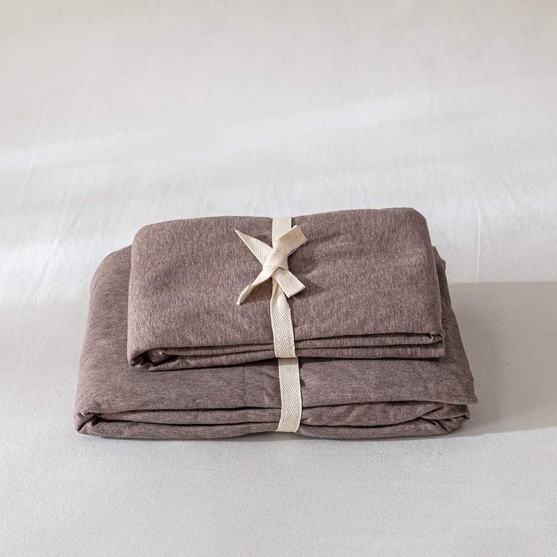 DONEUS Jersey Knit Cotton Fitted Sheet Set 3 Piece, King Fitted Sheet and 2 Pillow Cases, 15" Deep Pocket, Extra Soft and Breathable - Winkle, Fade, Stain Resistant (Coffee, King)