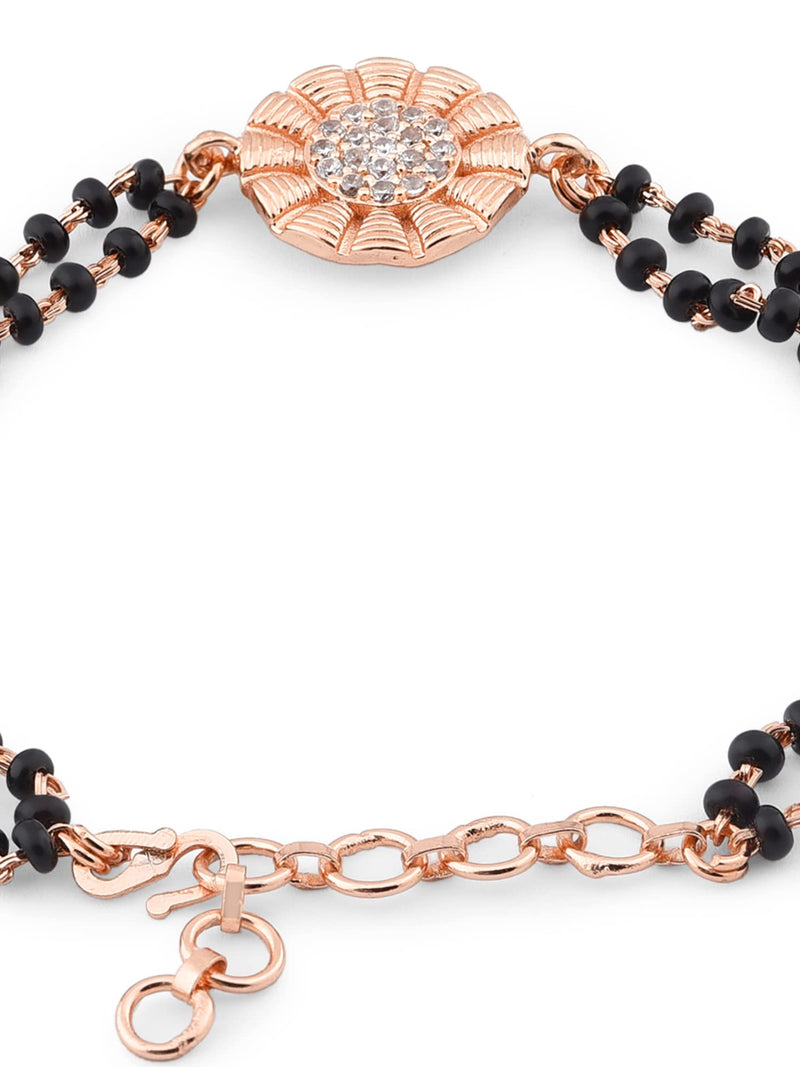 ZAVERI PEARLS Rose Gold Contemporary Cubic Zirconia Mangalsutra Bracelet For Women-ZPFK12636