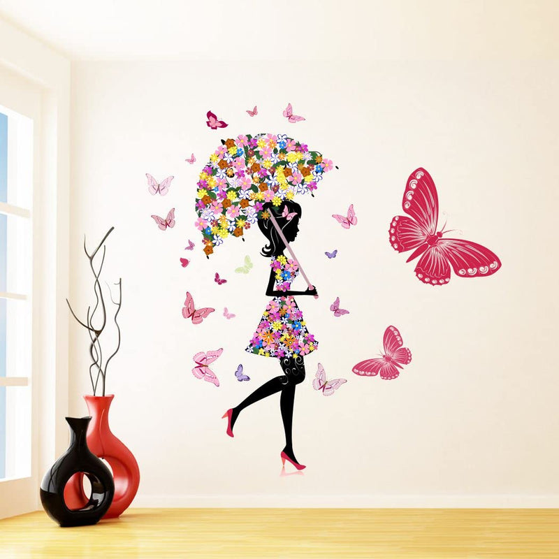 Delight Art Happy Walls Fairy with Butterflies Design Wall Sticker Size - ( 56*58 ) cm Model id - ( DAMC00635L )