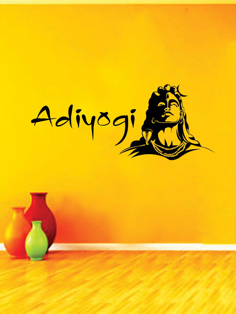 Walltech Vinyl Shiv Parwati-(60 x 39 cms), adiyogi-(50 x 118 cms), bansidhar-(65 x 90 cms), Designer om-(50 x 50 cms) Wall Sticker - Combo of 4, Multicolour, Fantasy