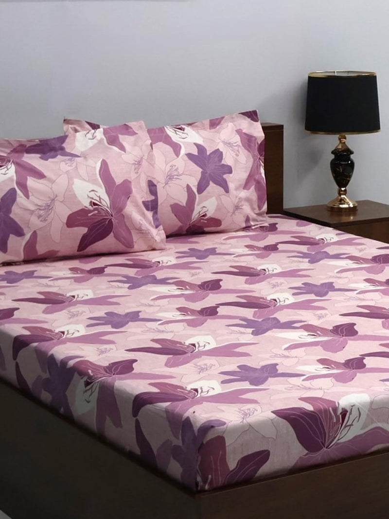 Bombay Dyeing Double Bedsheet Cotton 144 TC Premium Bedsheet & 2 Pillow Covers | Double | 224 X 254 Cms | Fade Less Colors | 2004 - Pink