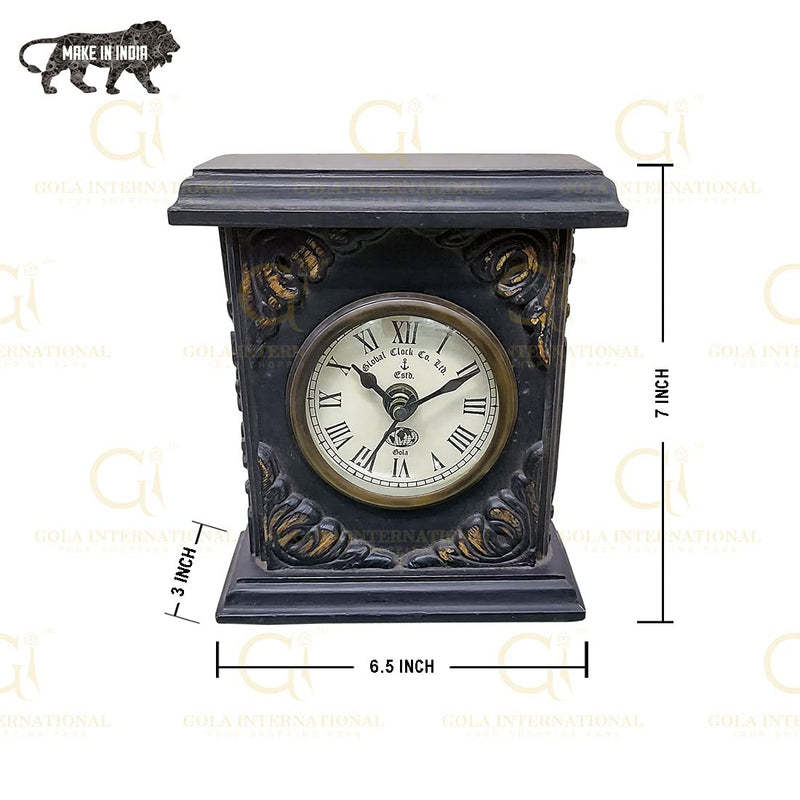 Gola International Antique Replica Handmade Box Wood Table Clock