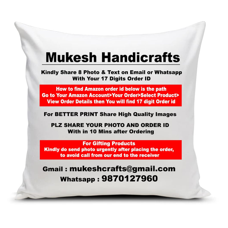 MUKESH HANDICRAFTS Photo Cushion/Pillow for Gift to Husband,Wife,Mother,Father,Girl, Boy,Best Friend On Birthdays,Valentine,Rakhi with Filler 12X12 Inches, Multi, Style 34(Polyester)