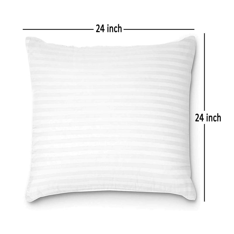 Livasto Premium White Satin Stripe Cushion Square Shape Combo (White, 24X24 inch)