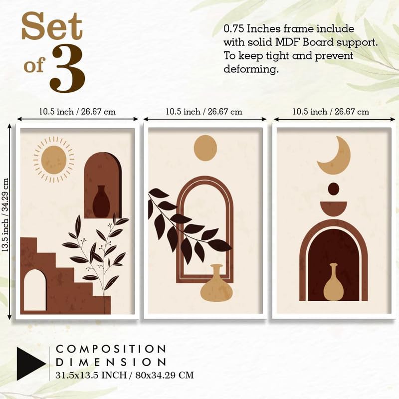 SAF paintings Set of 3 Modern Boho Art Wall Painting For Home And Office ol-COMBO-2166-K3