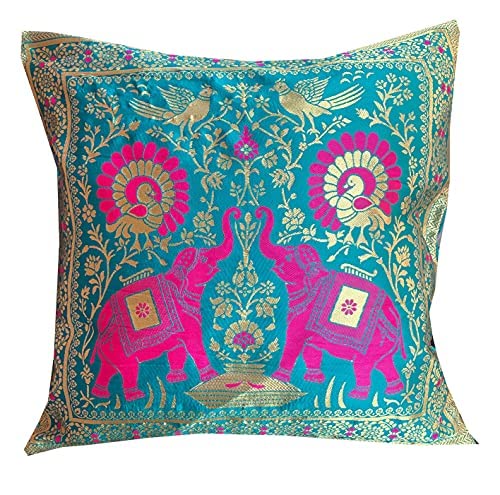 PINK PARROT Dopian Silk Throw Pillow Covers/Cushion Covers ( Multicolour, 16X16 Inches) - Set Of 5(200.0)