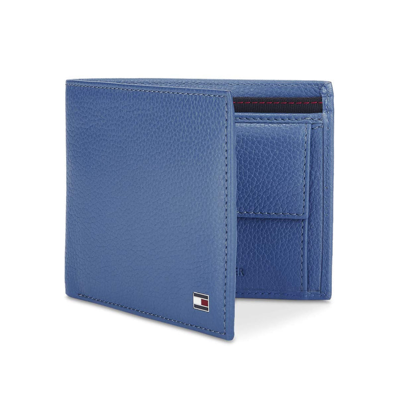 Tommy Hilfiger Becken Leather Global Coin Wallet for Men - Bright Cobalt, 4 Card Slots