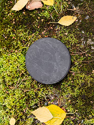 Shungite Tile Round 90 mm, Shungite Plate Polished